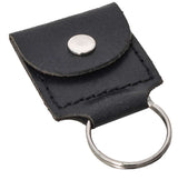 Schwarzer Leder-Schlüsselanhänger mit kleiner Tasche